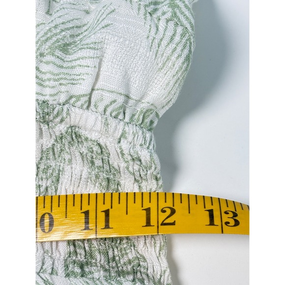 Tropical Medium Sundress Lined Palm Leaf Womens Green White ILLA  Boho Dress - Picture 11 of 12